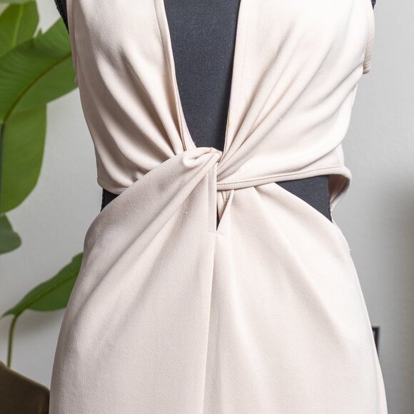 Beige Cutout Twist-Front Midi Dress - Picture 3 of 3